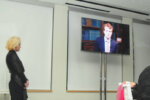 Joe Kennedy speaks to gala via recording.